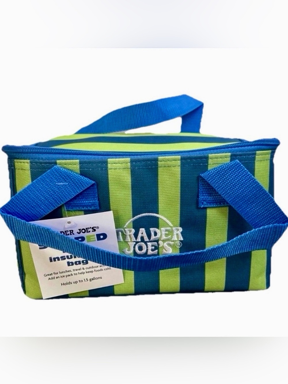 Trader Joe's Blue/Green 💙💚 Striped Mini Insulated Bag LIMITED EDITION 2026